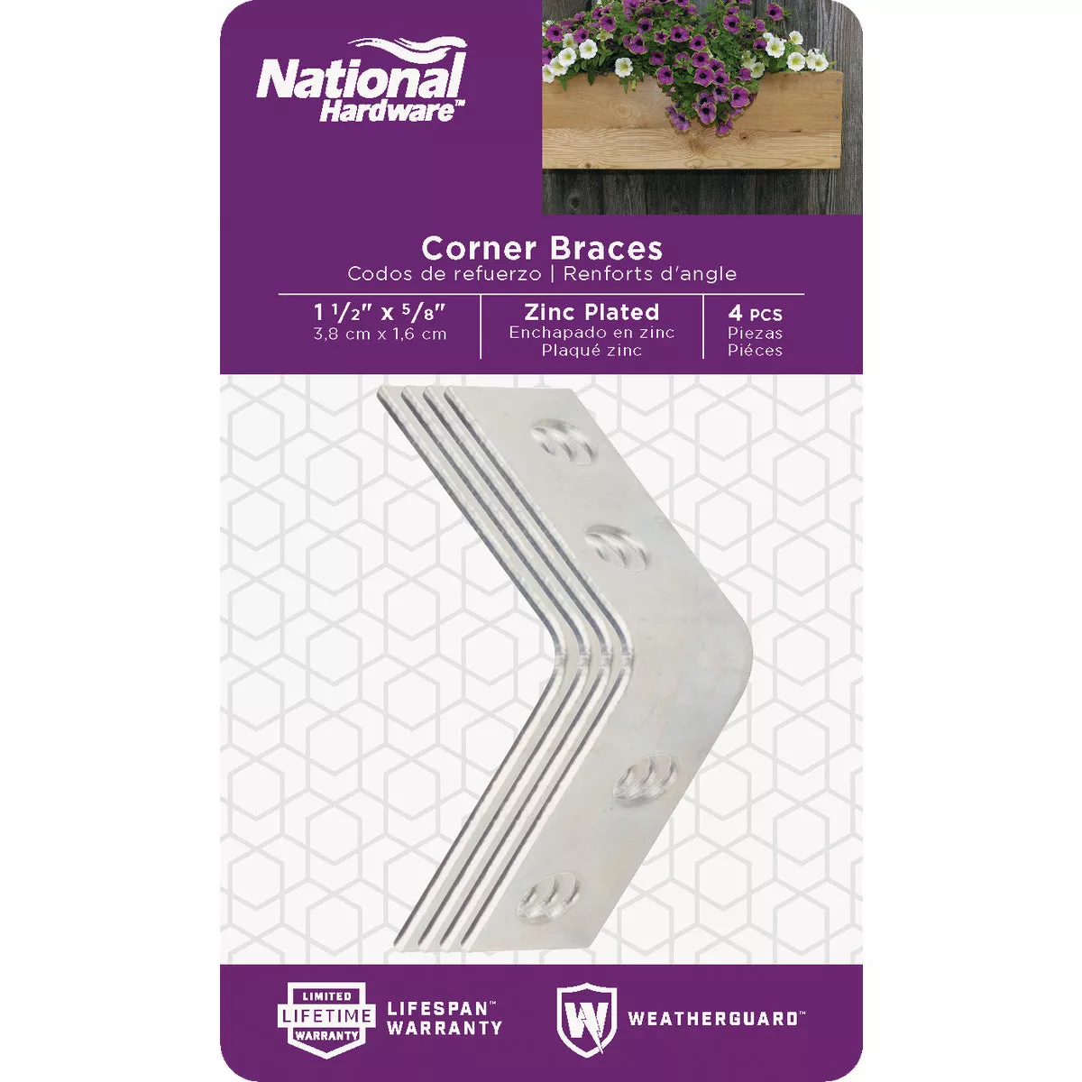 National Hardware 1-1/2 In. x 5/8 In. Zinc Steel Corner Brace (4-Count) - photo 2