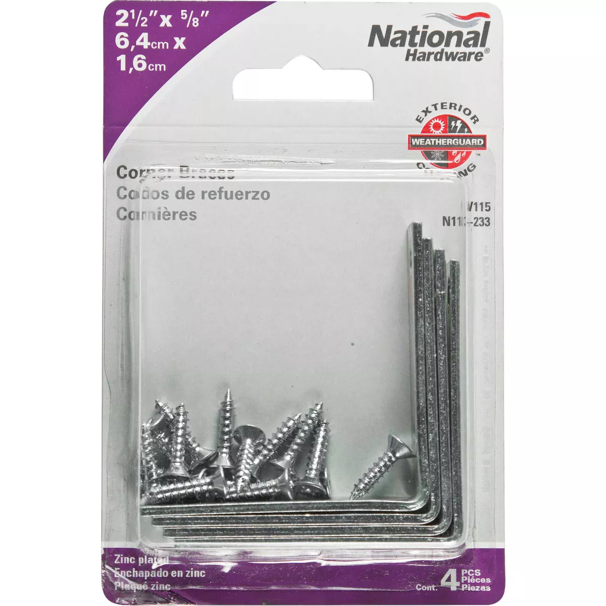 National Hardware 2-1/2 In. x 5/8 In. Zinc Steel Corner Brace (4-Count) - photo 2