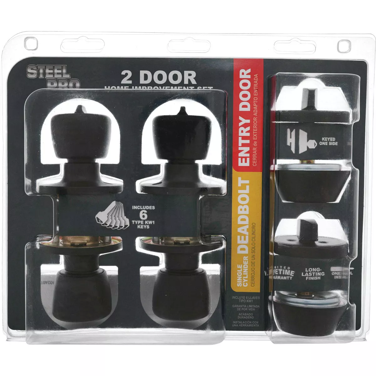 Steel Pro Matte Black Tulip Deadbolt & Door Knob Entry Combo (2-Pack) - photo 2