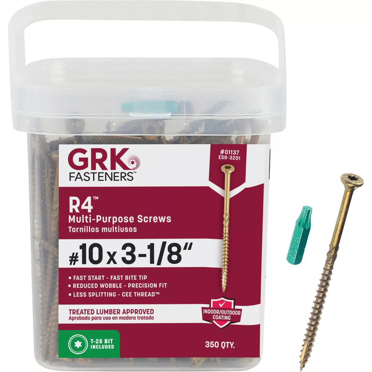 GRK R4 #10 x 3-1/8 In. Star Drive Multi-Purpose Wood Screws (350 Ct.)