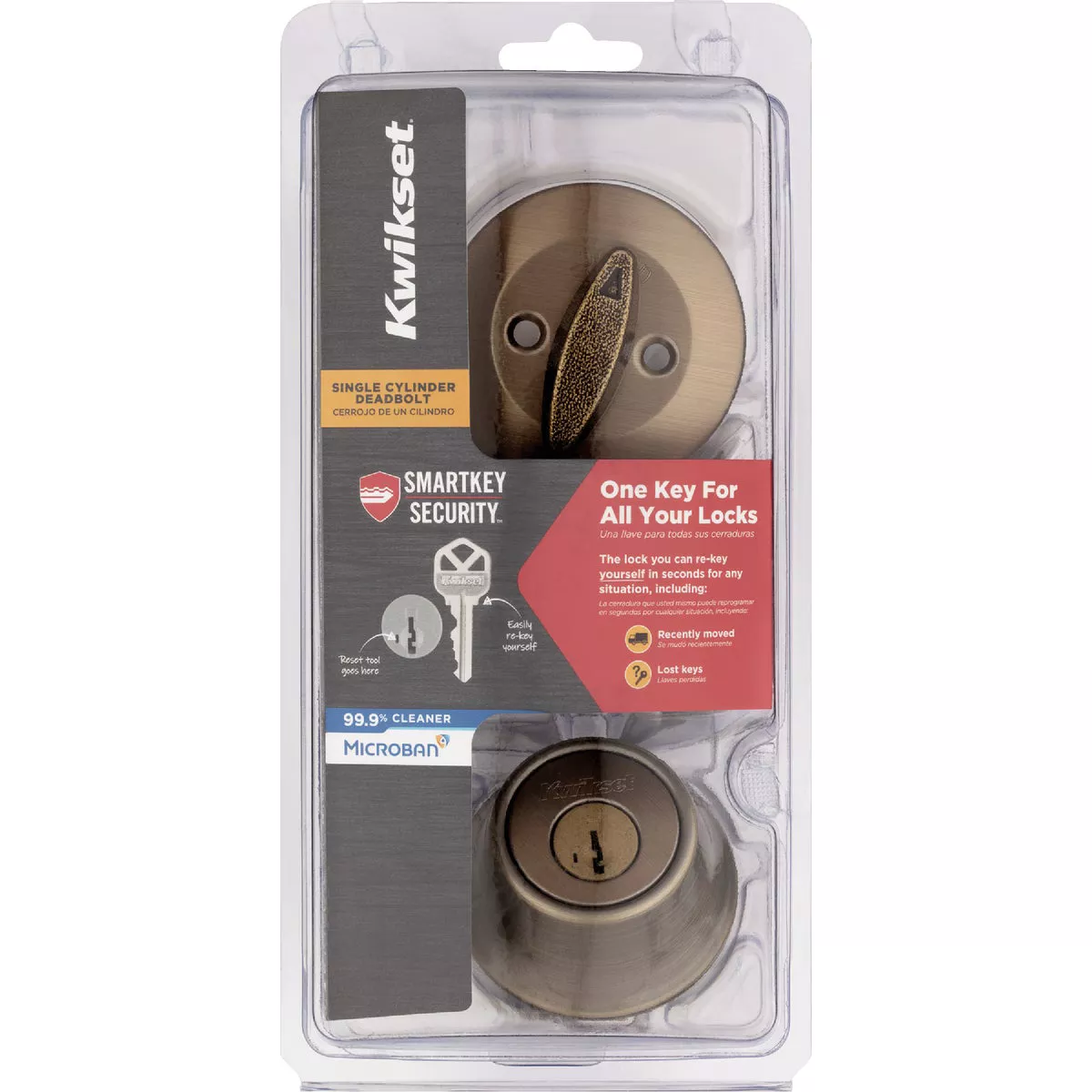 Kwikset 660 Single Cylinder Deadbolt with SmartKey, Polished Antique Brass - photo 2