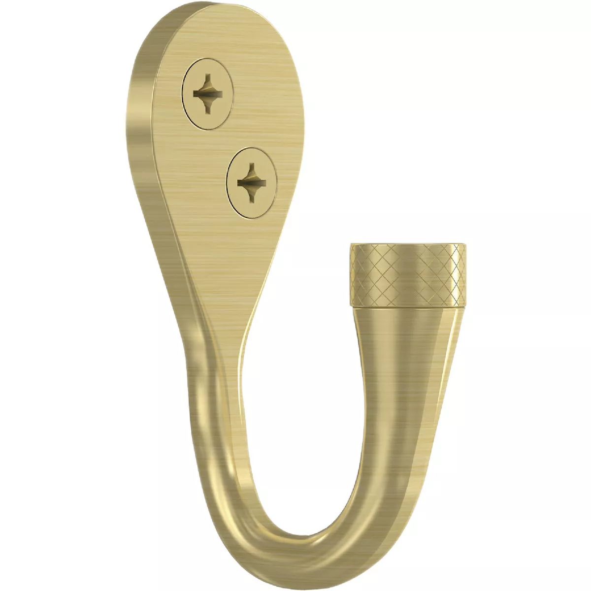 National Hardware Powell 2-5/8 In. Brushed Gold Knurled Hook (2-Pack)