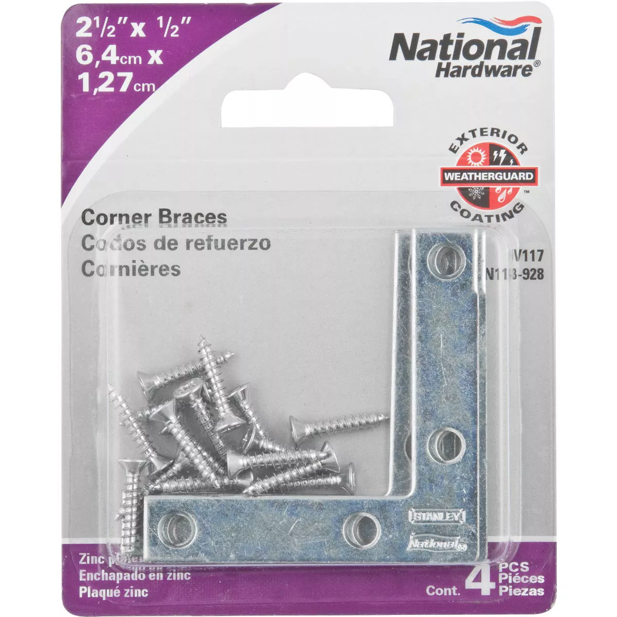 National Hardware 2-1/2 In. x 1/2 In. Zinc Flat Corner Iron (4-Count) - photo 2