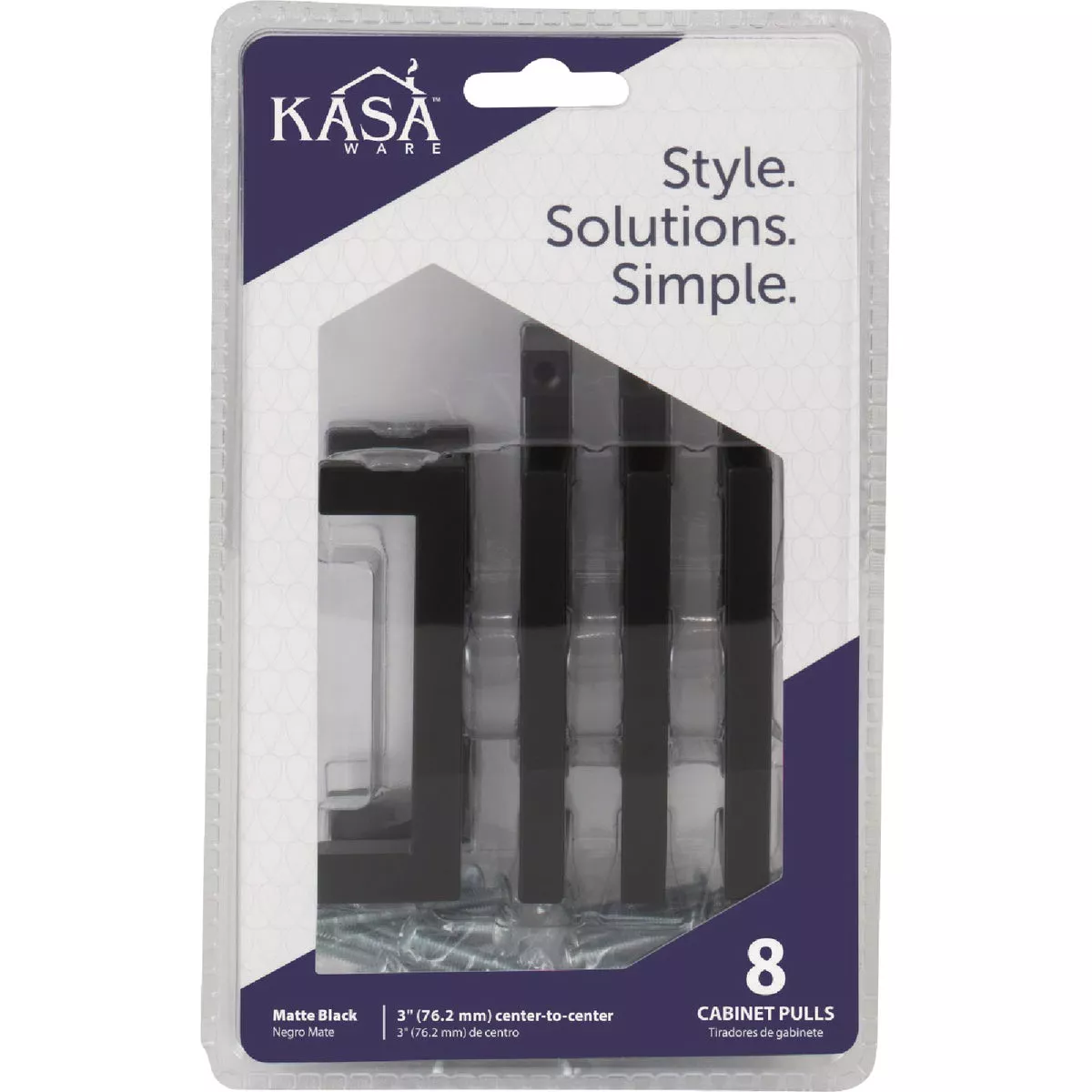 KasaWare 3-3/8 In. Overall Length Matte Black Square Bar Pull (8-Pack) - photo 2