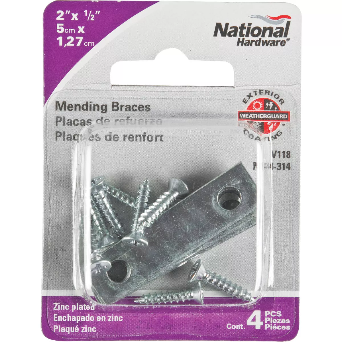 National Hardware 2 In. x 1/2 In. Zinc Steel Mending Brace (4-Count) - photo 2
