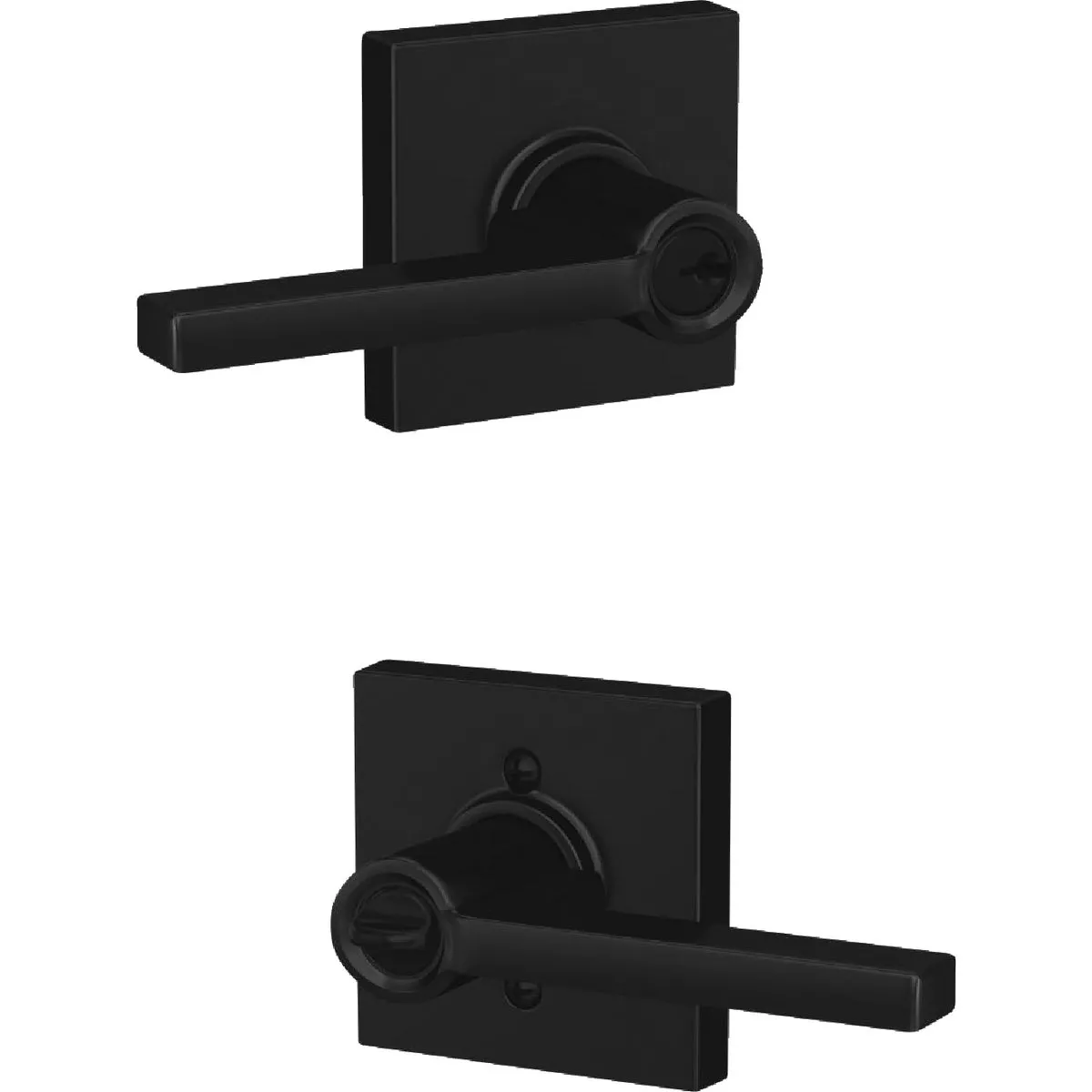 Schlage Latitude Lever with Collins Trim Keyed Entry Lock in Matte Black - photo 5