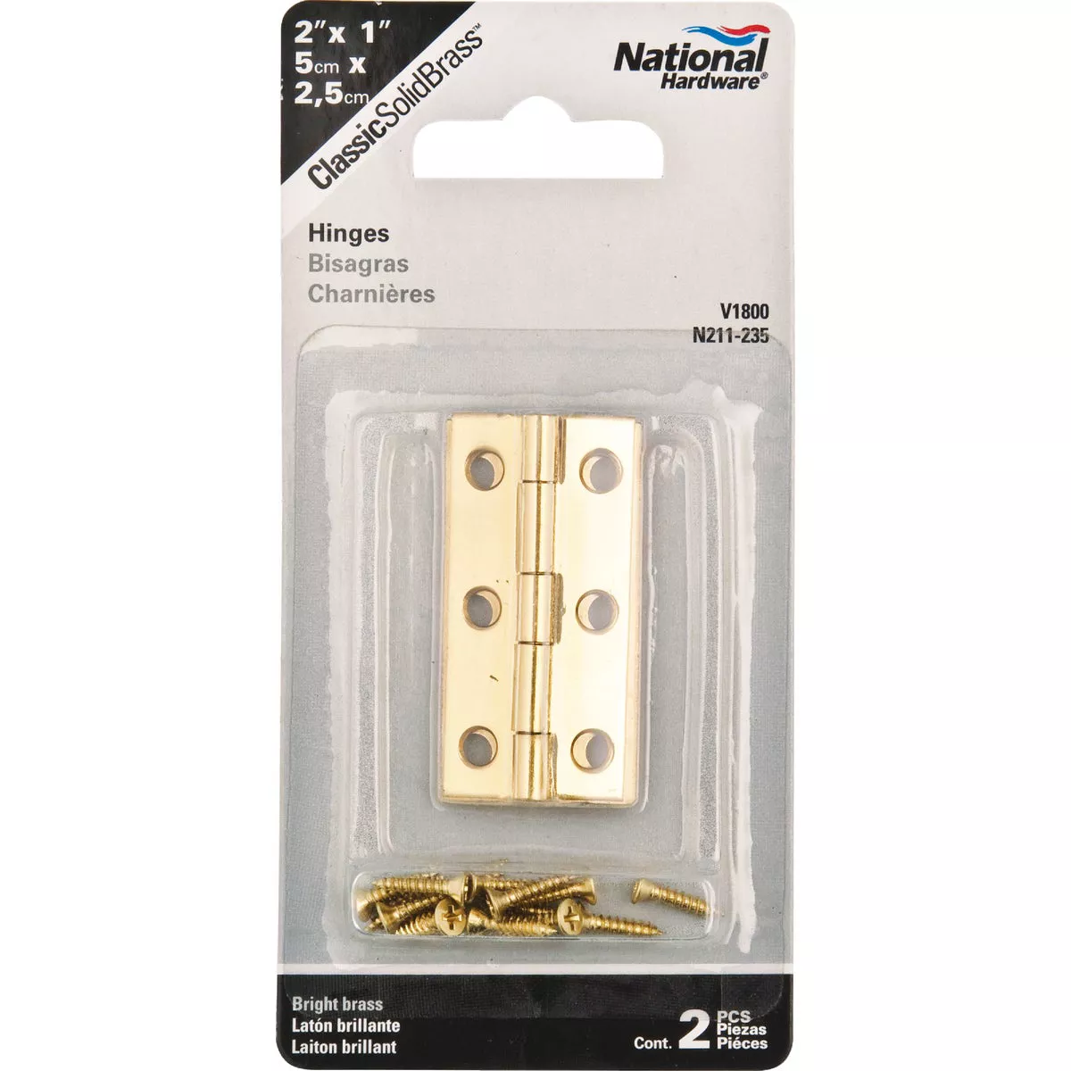 National Hardware 1 In. x 2 In. Brass Narrow Decorative Hinge (2-Pack) - photo 2