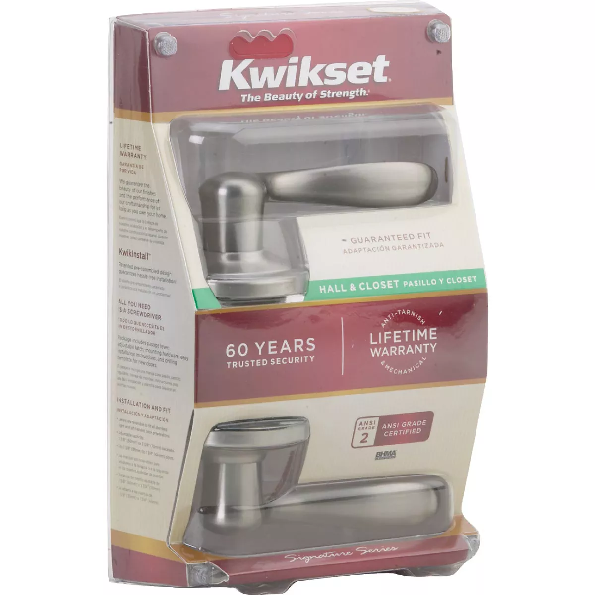 Kwikset Signature Series Satin Nickel Tustin Passage Door Lever - photo 2