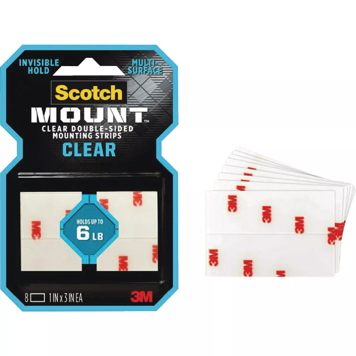 Scotch Mount 1 In. x 3 In. Clear Double-Sided Mounting Strips (8-Count)