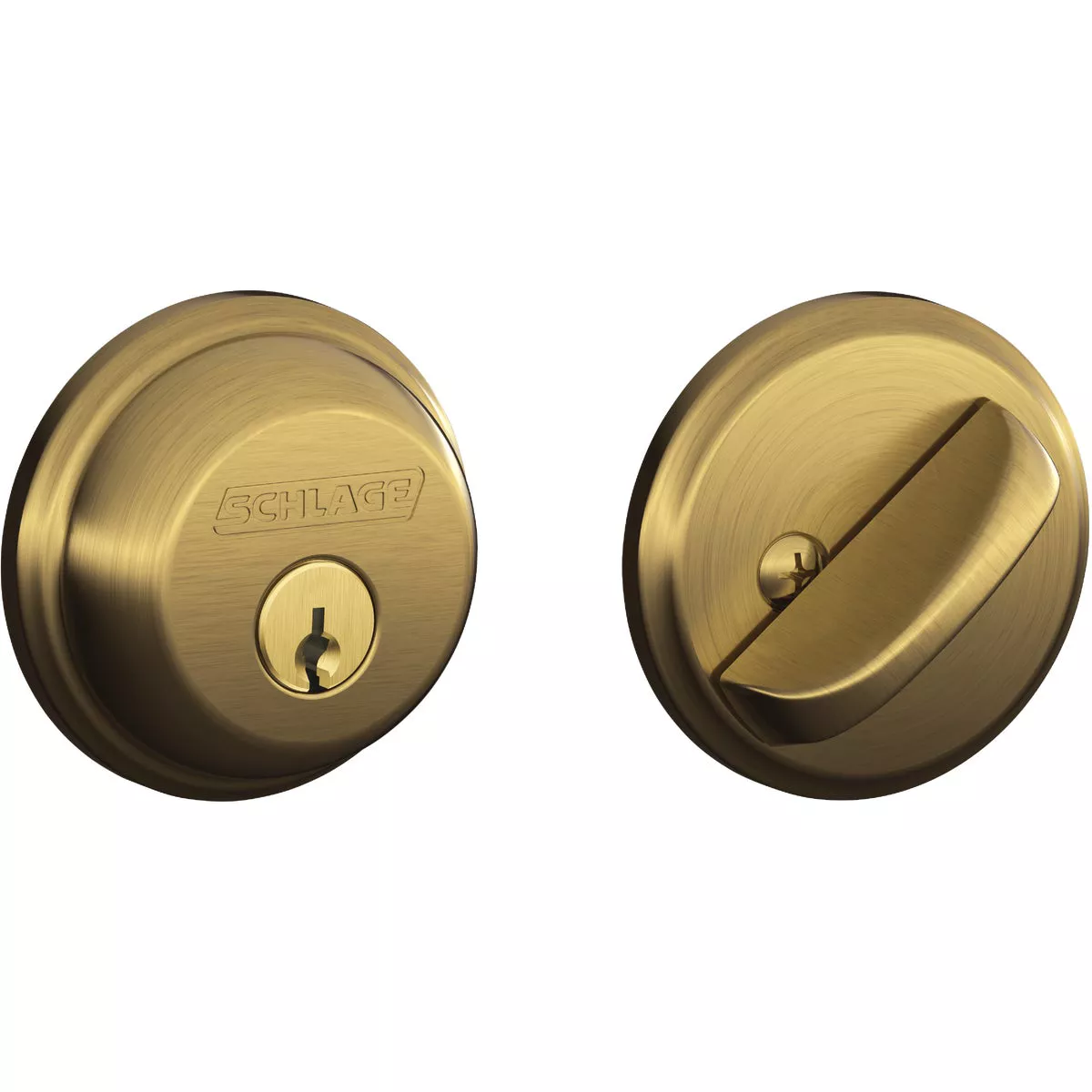 Schlage Antique Brass Single Cylinder Deadbolt | True Value Hardware