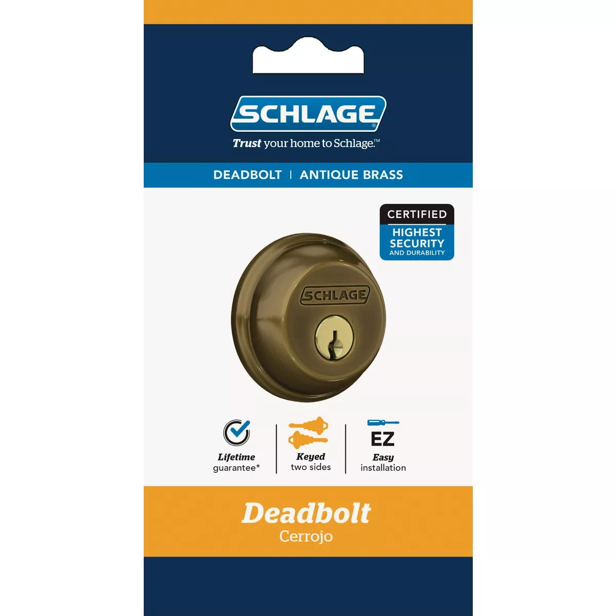 Schlage B-Series Antique Brass Double Cylinder Deadbolt - photo 2