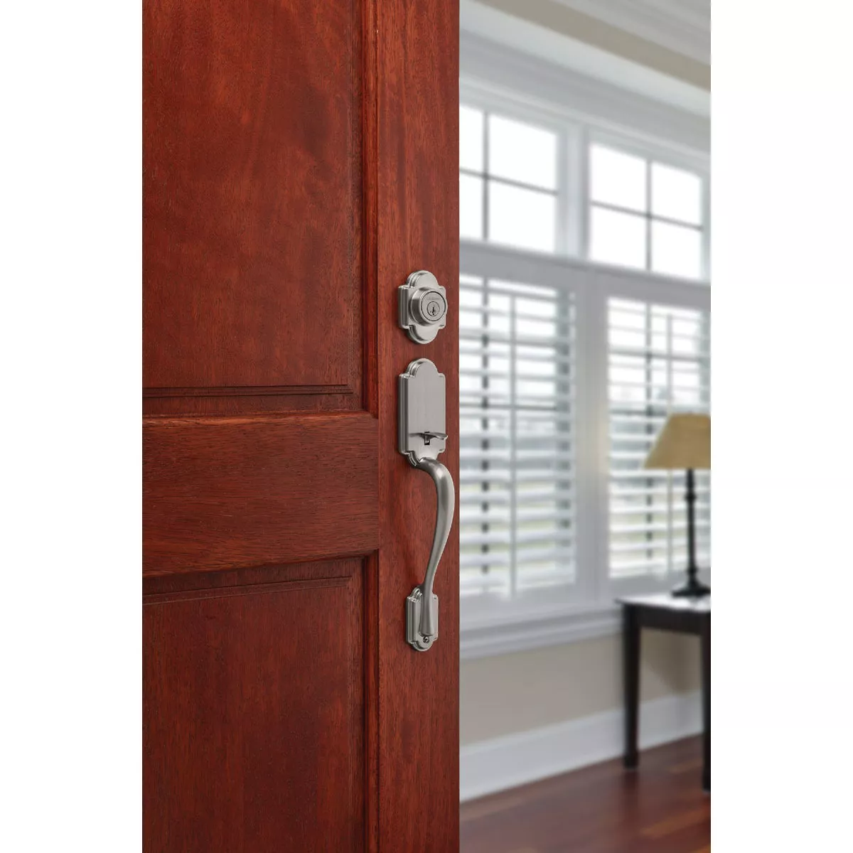 Kwikset Signature Series Arlington Satin Nickel Entry Door Handleset with Smartkey & Tustin Lever - photo 2