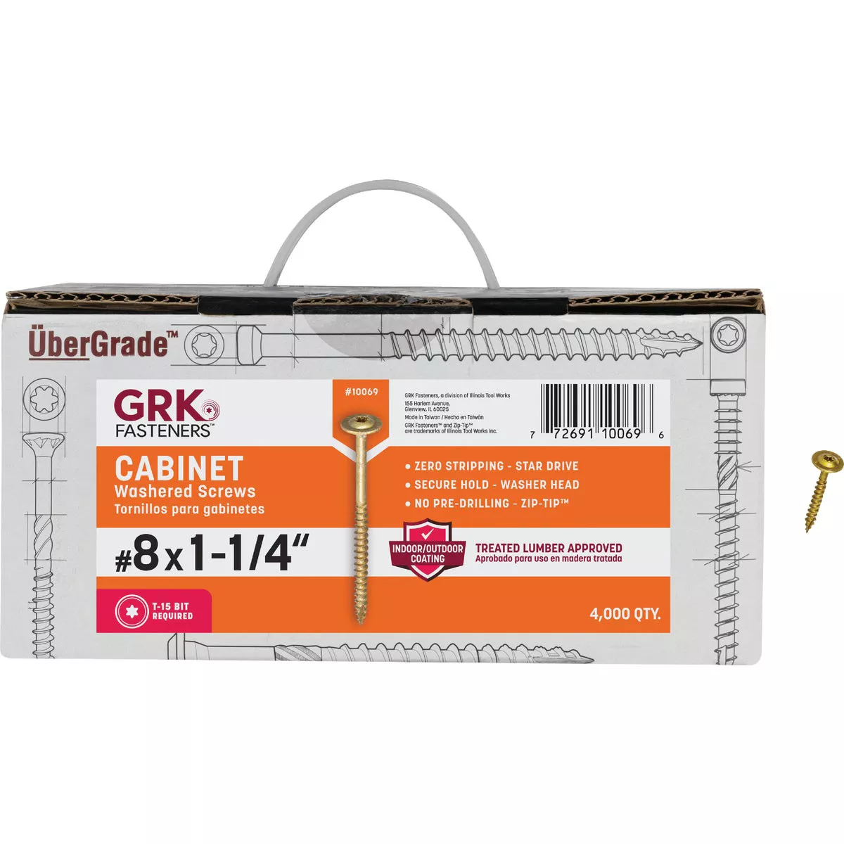 GRK #8 x 1-1/4 In. Star-Drive Cabinet Screws (4000 Ct.)