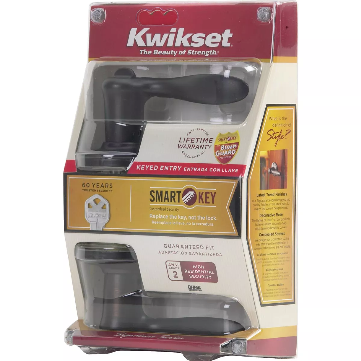 Kwikset Signature Series Venetian Bronze Tustin Entry Door Lever with Smartkey - photo 3