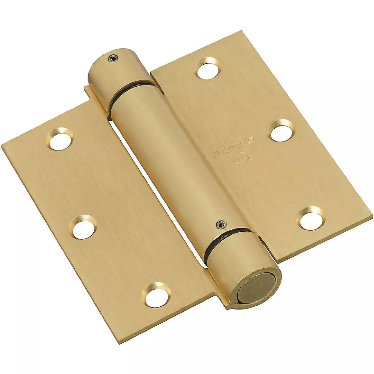 National Hardware 3-1/2 In. Square Satin Brass Spring Door Hinge