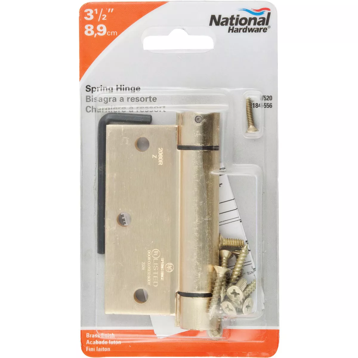 National Hardware 3-1/2 In. Square Satin Brass Spring Door Hinge - photo 2