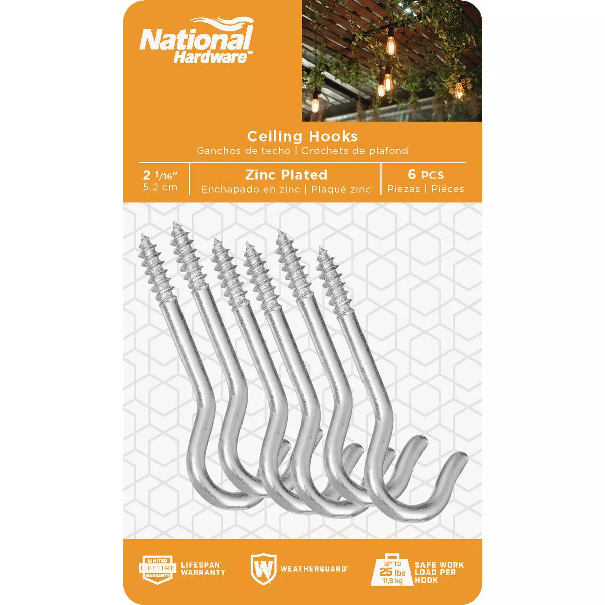 National Hardware 2-1/16 Zinc Finish Ceiling Hook (6-Pack) - photo 2