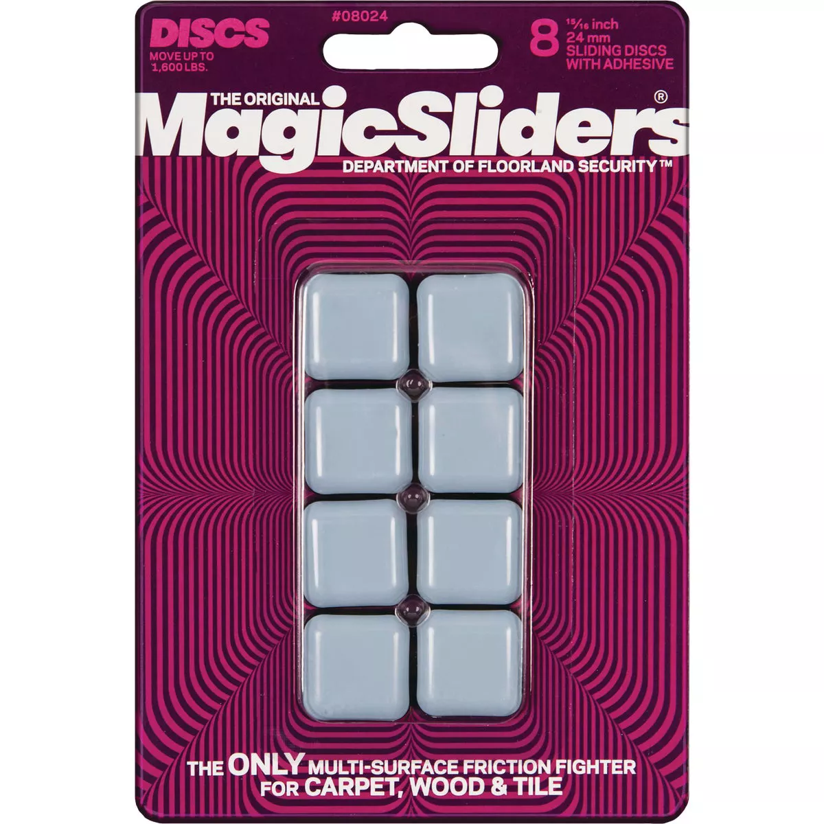 Magic Sliders 15/16 In. Square Self Adhesive Furniture Glide,(8-Pack)