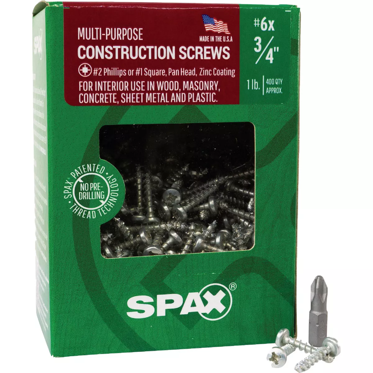 SPAX #6 x 3/4 In. Pan Head Full Thread Unidrive (Combo Drive) Zinc (Interior) Wood Screw (1 Lb., 400-Count) - photo 5