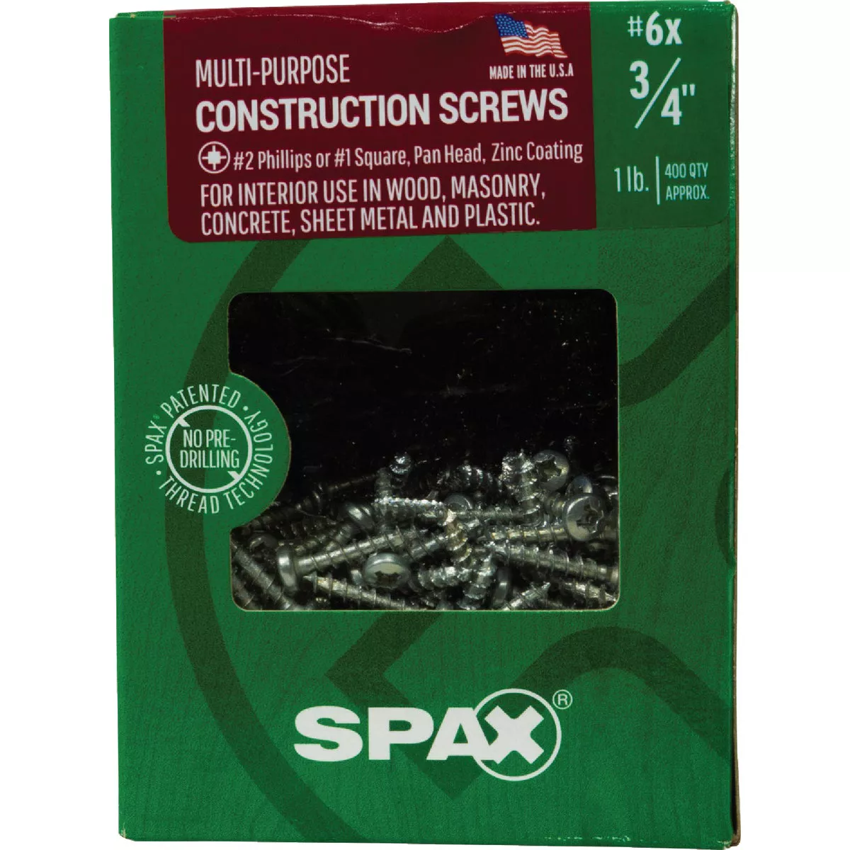 SPAX #6 x 3/4 In. Pan Head Full Thread Unidrive (Combo Drive) Zinc (Interior) Wood Screw (1 Lb., 400-Count) - photo 6