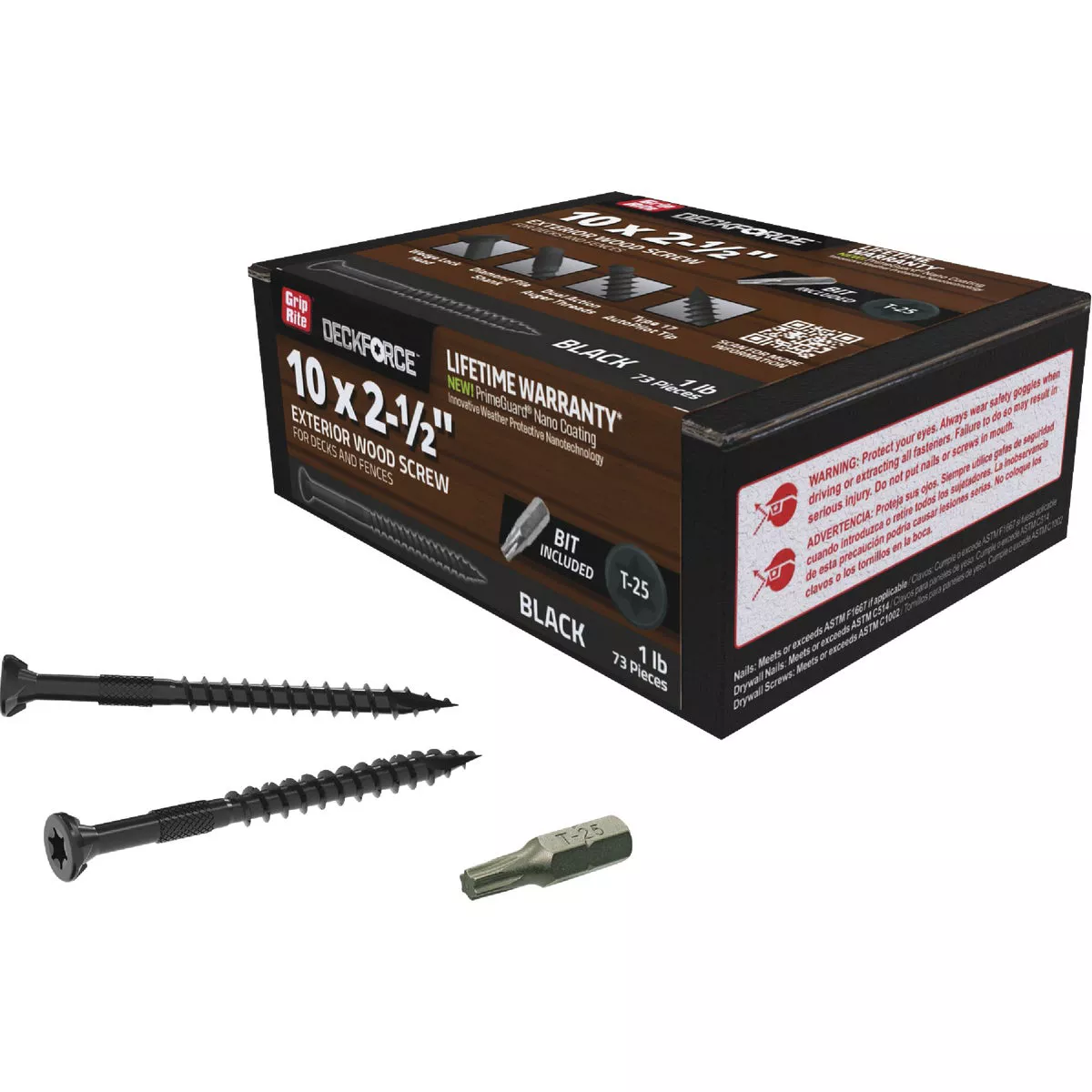 Grip-Rite DeckForce PrimeGuard Nano #10 x 2-1/2 In. Star Drive Black Screw (1 Lb.) - photo 2