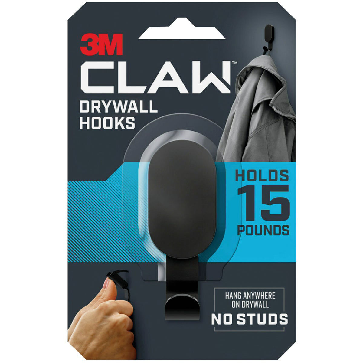 3M Claw 15 Lb. Black Drywall Hook