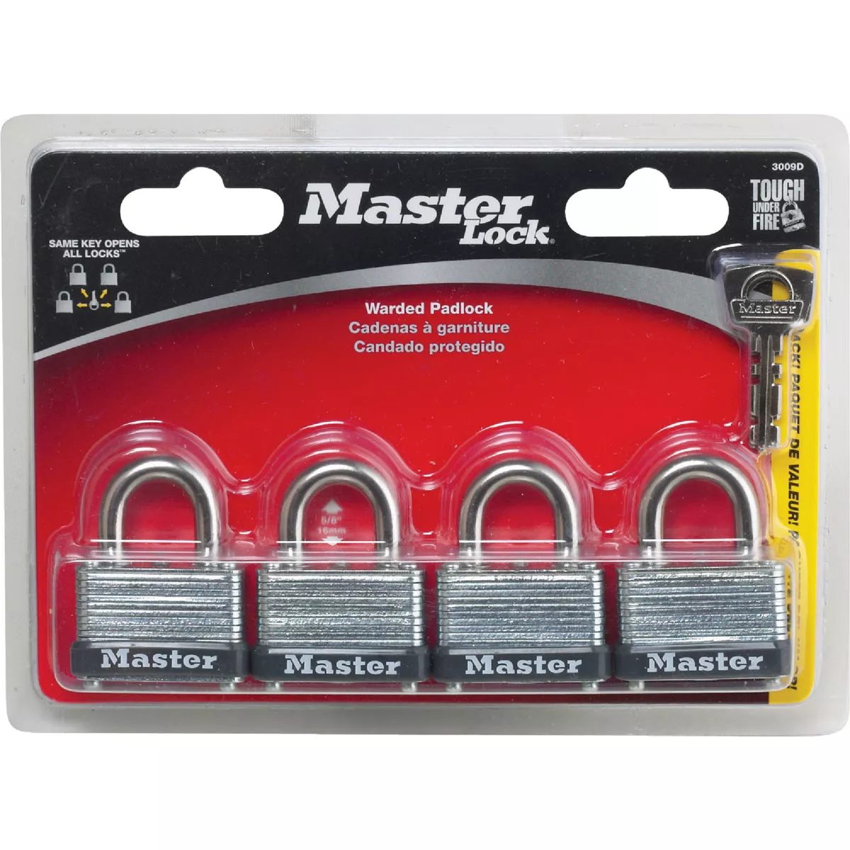 Master Lock 1-1/2 In. W. Warded Keyed Alike Padlock (4 Pack) - photo 2