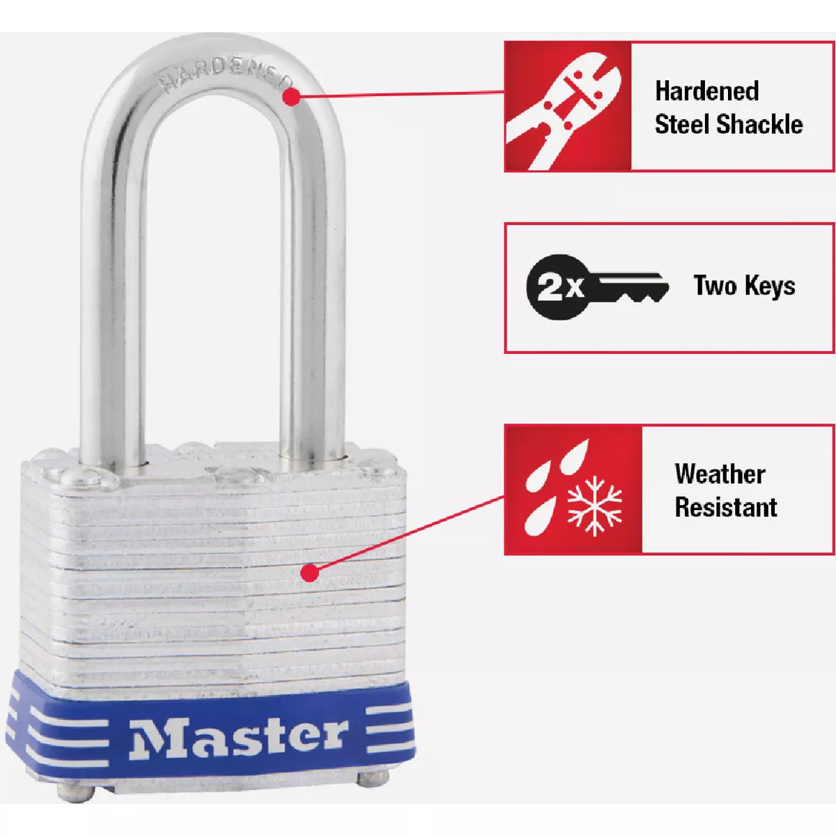 Master Lock 1-9/16 In. Wide 4-Pin Tumbler Keyed Padlock - photo 3