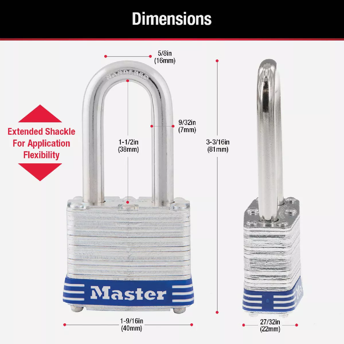 Master Lock 1-9/16 In. Wide 4-Pin Tumbler Keyed Padlock - photo 2