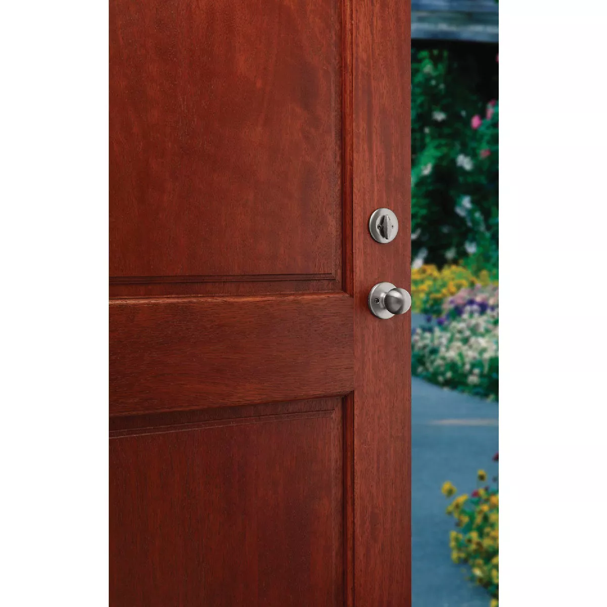 Kwikset Dakota Smartkey Entry Door Handleset with Polo Knob - Satin Nickel - photo 3