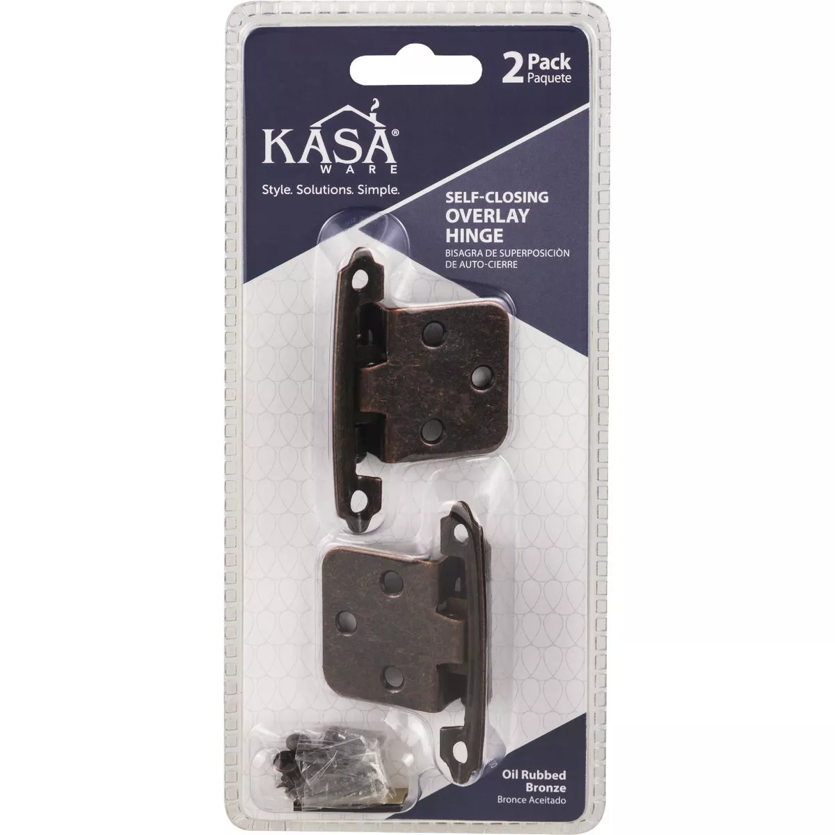 KasaWare Oil Rubbed Bronze Self-Closing Overlay Hinge (2-Pack) - photo 2