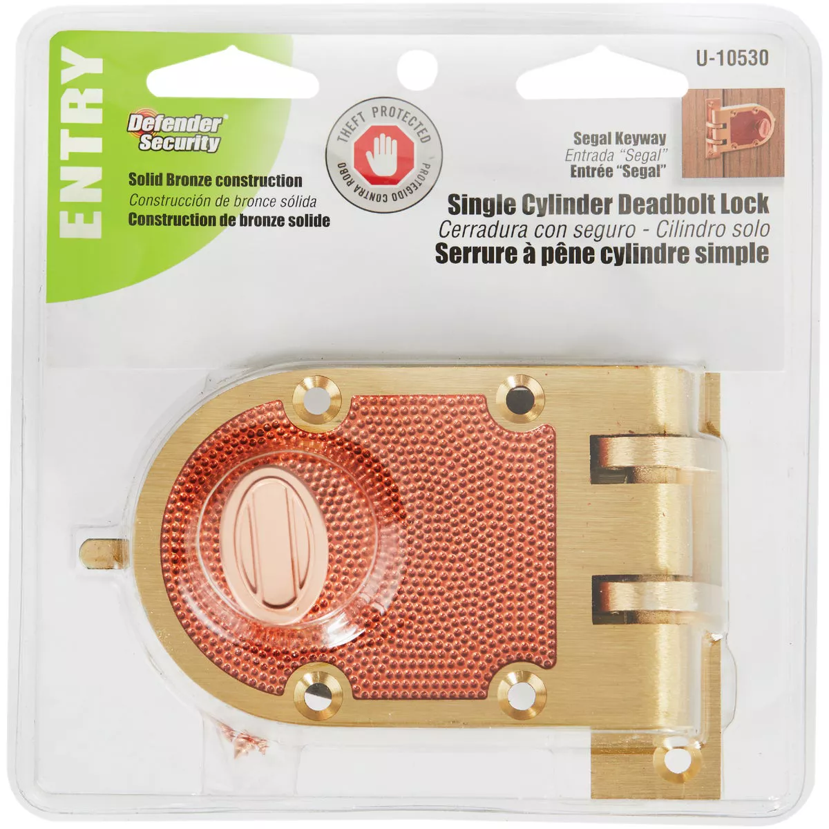 Defender Security Bronze Jimmy-Resistant Single Cylinder Deadlock - photo 2