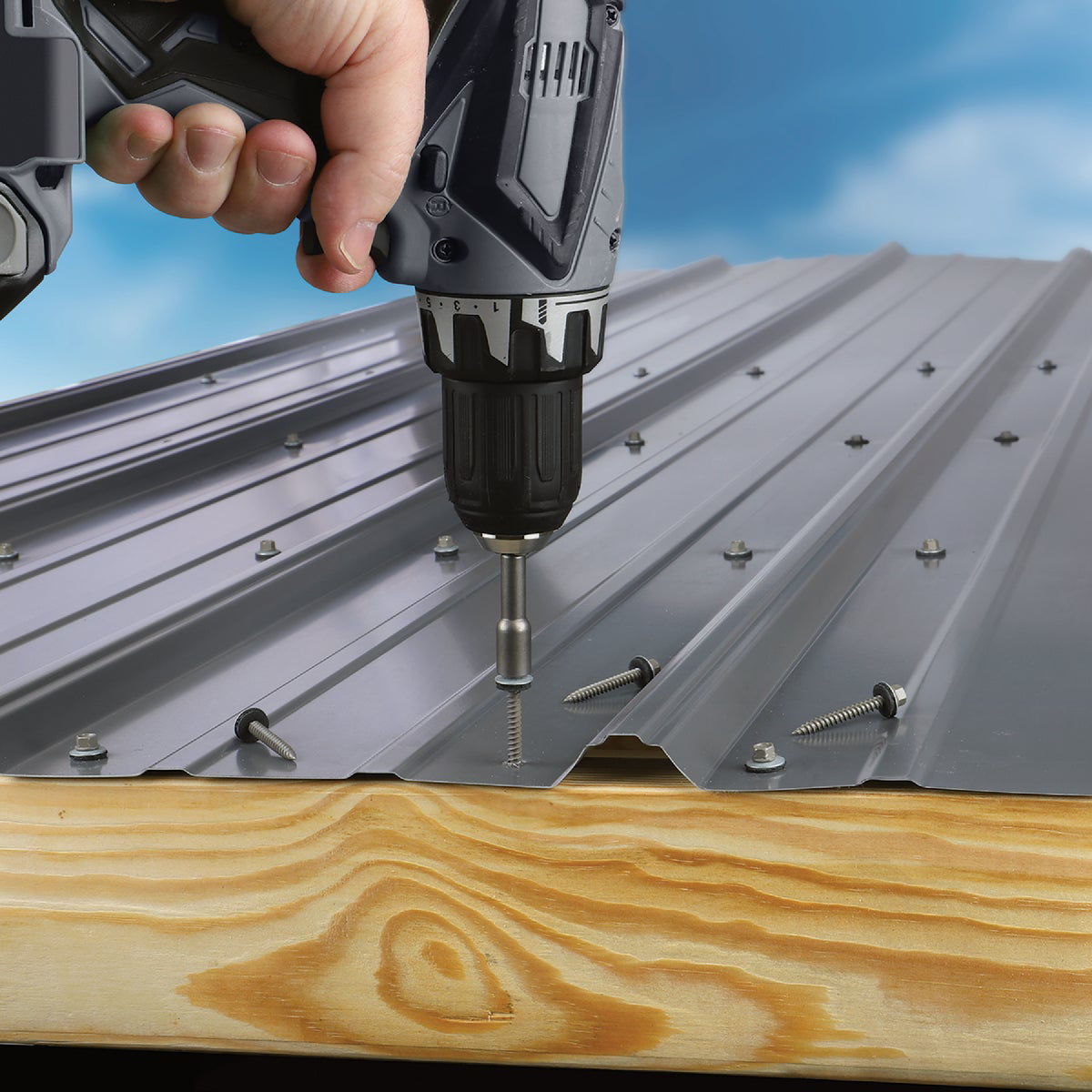 Teks #9 X 1 Inch HEX Washer Head Roofing Screws - 360 Count Metal To Wood Fasteners