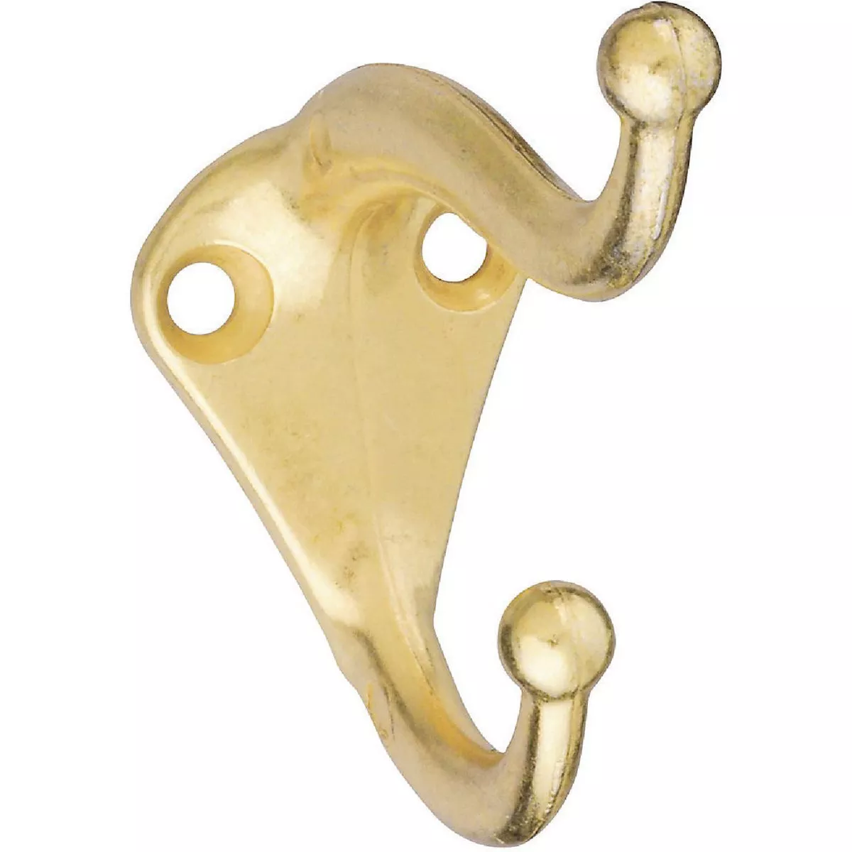National Bright Brass Stock Coat & Hat Wardrobe Hook, (2-Pack)