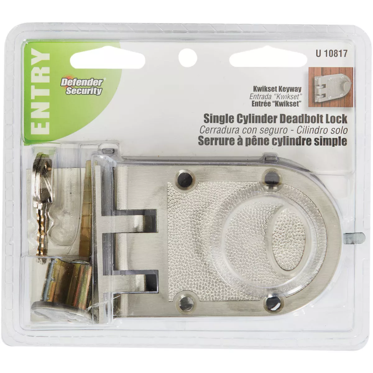 Defender Security Satin Nickel Jimmy-Resistant Single Cylinder Deadlock - photo 2