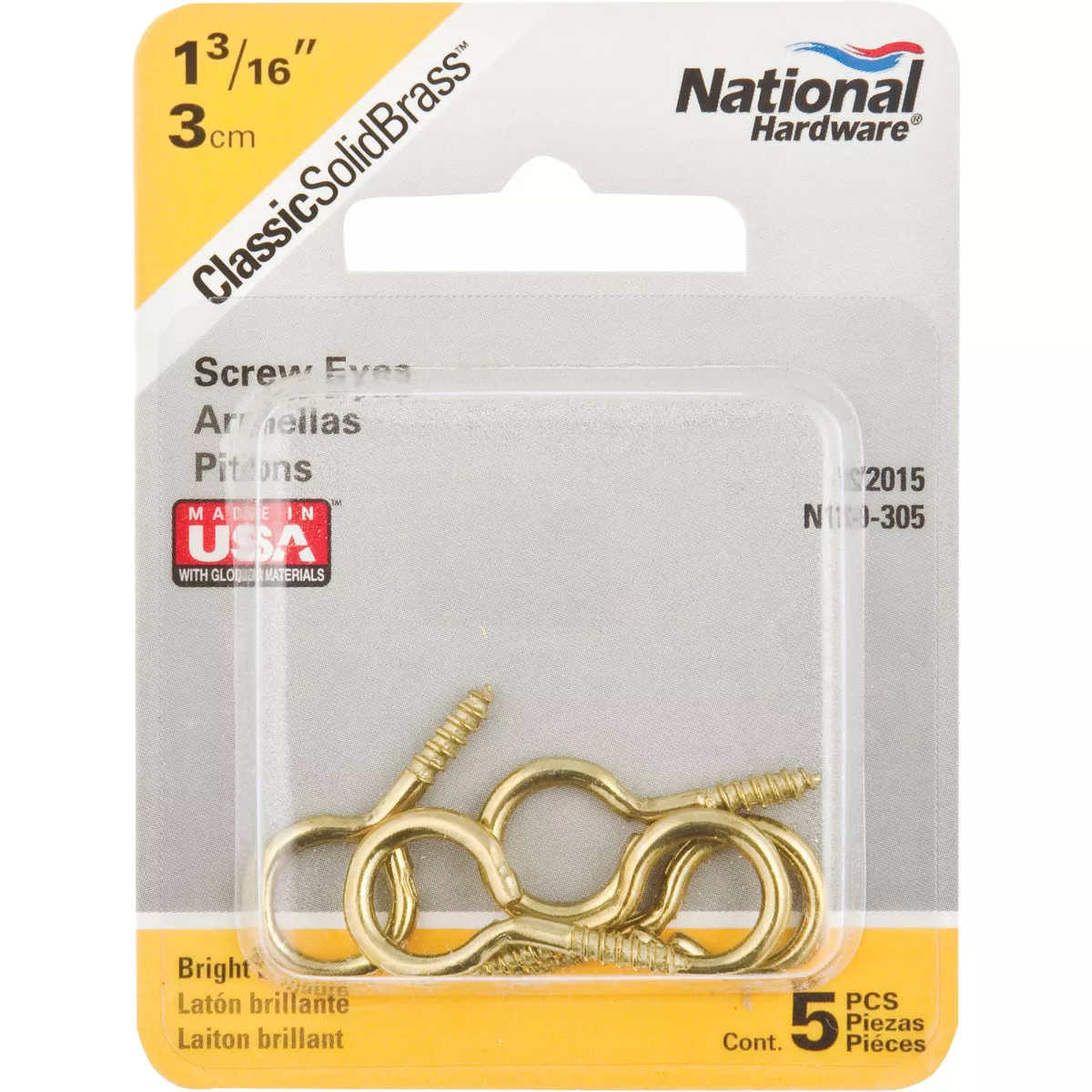 National Hardware #12 Brass Large Screw Eye (5 Ct.) - photo 2
