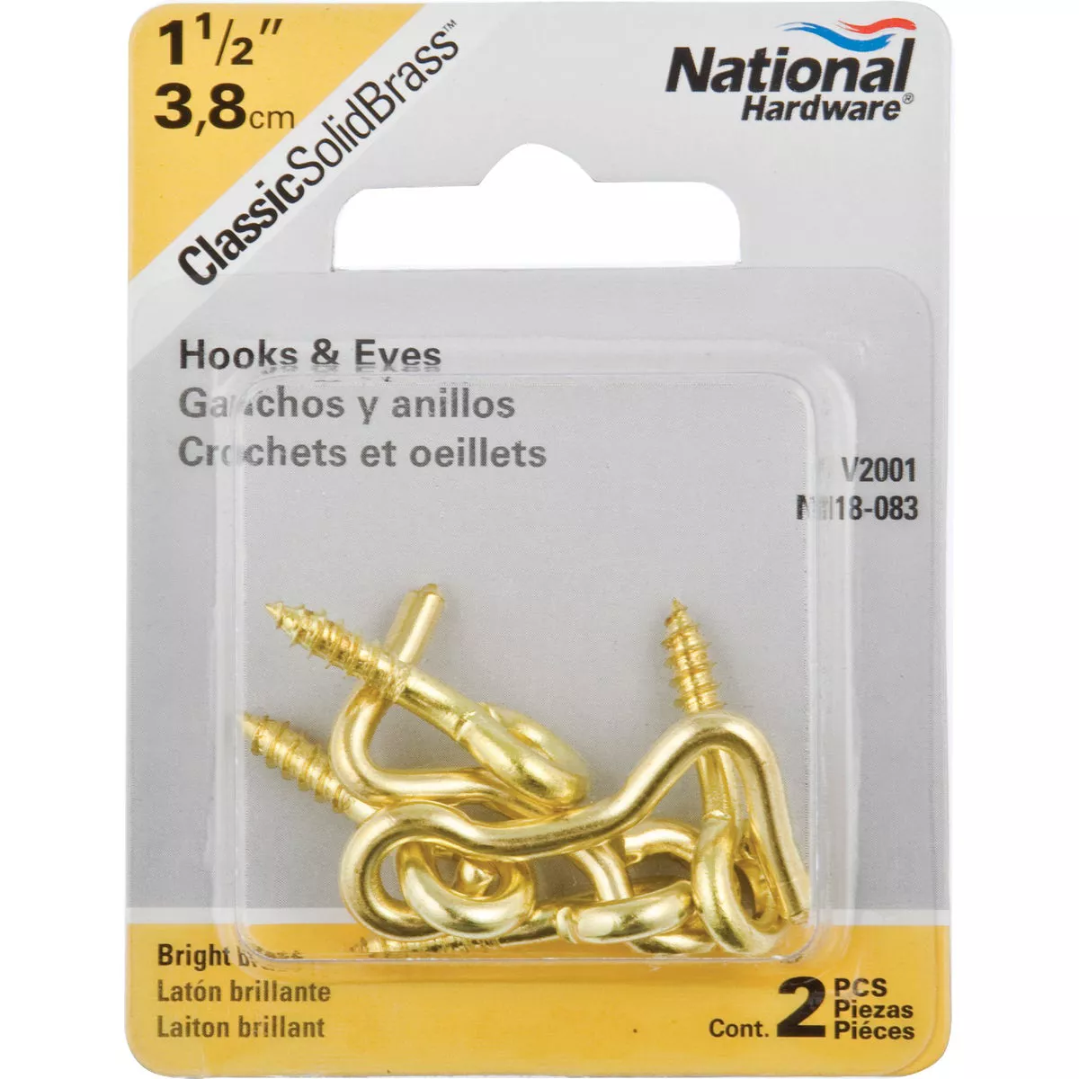 National Hardware Solid Brass 1-1/2 In. Hook & Eye Bolt (2-Count) - photo 2