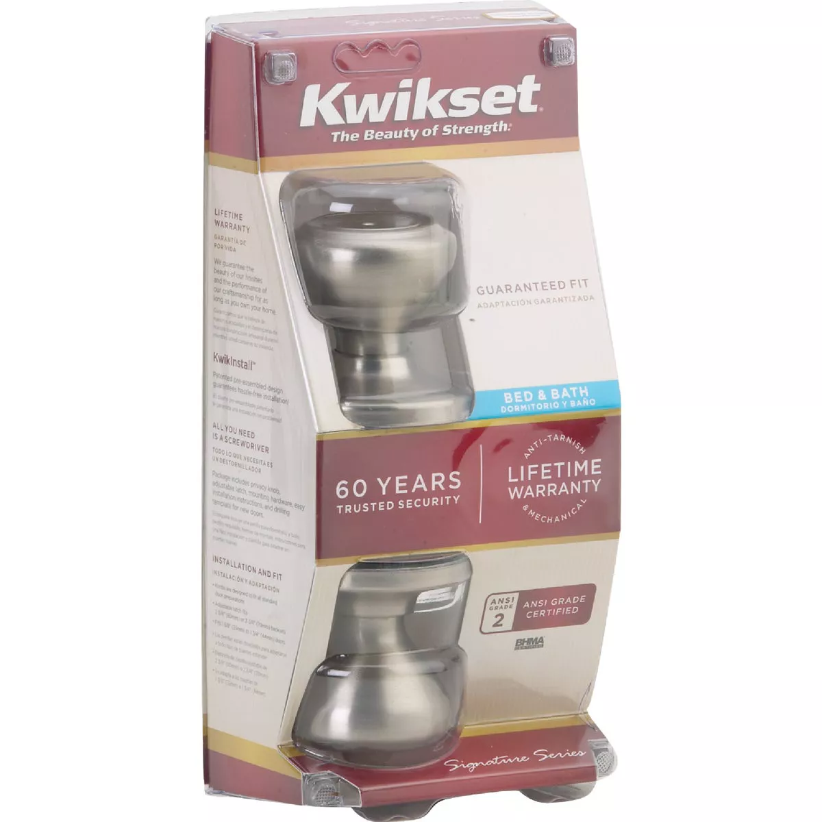 Kwikset Signature Series Satin Nickel Bed & Bath Door Knob - photo 2