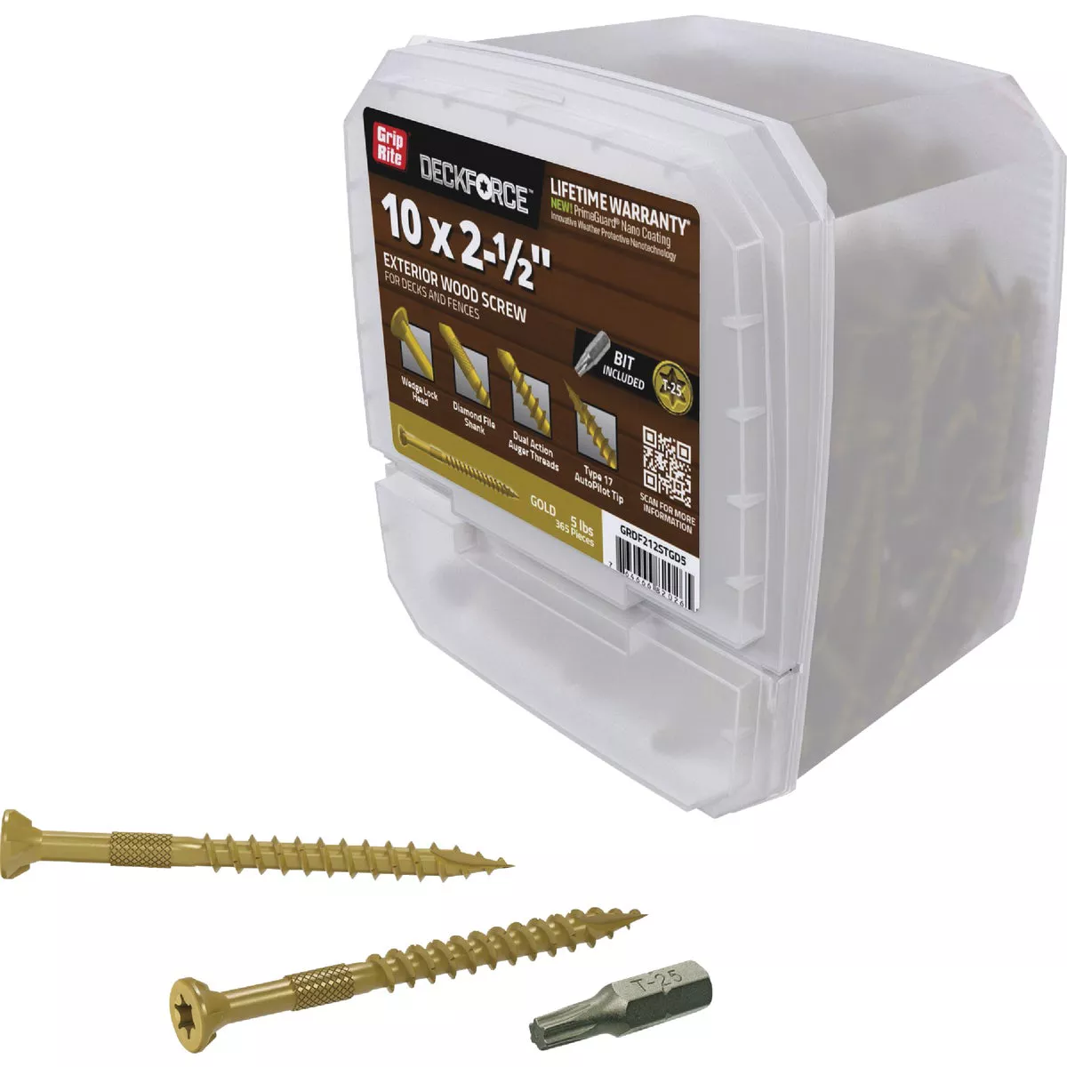 Grip-Rite DeckForce PrimeGuard Nano #10 x 2-1/2 In. Star Drive Gold Screw (5 Lb.) - photo 2