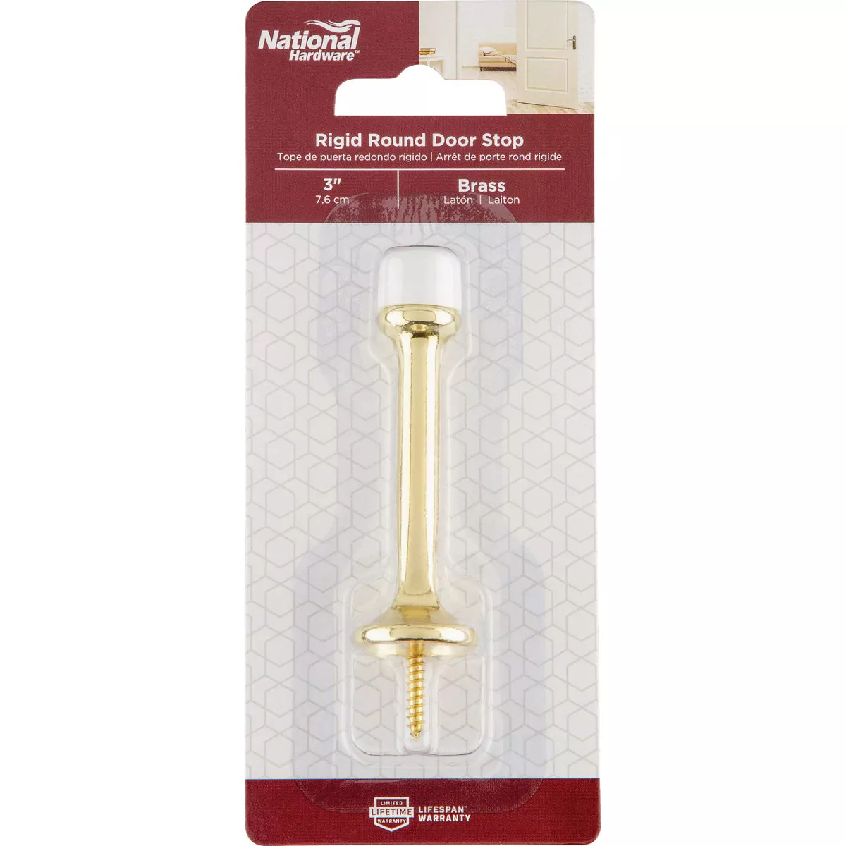 National Hardware 3 In. Brass Rigid Round Door Stop - photo 2