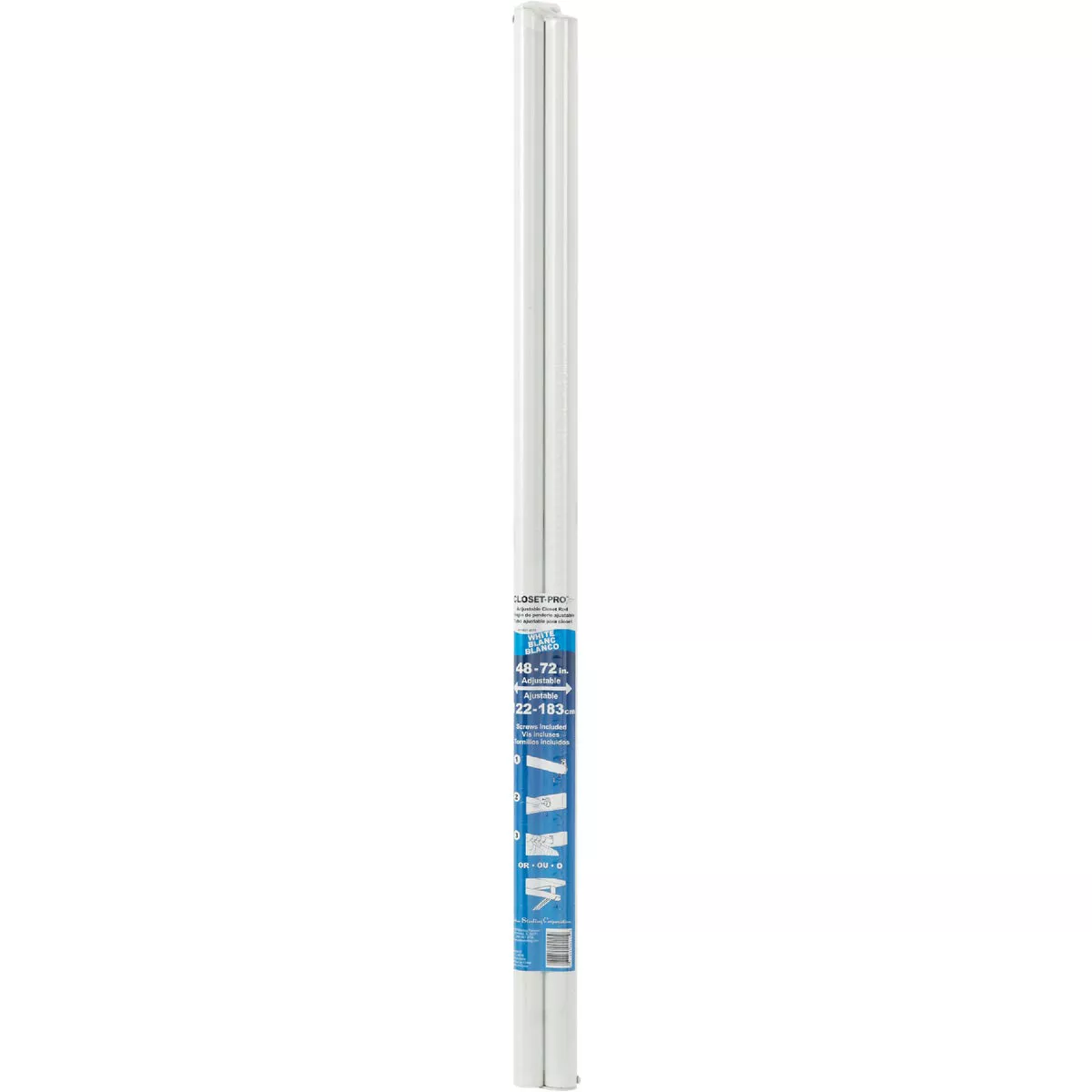 John Sterling Closet-Pro 48 In. to 72 In. x 1-1/4 In. Extra Heavy-Duty Adjustable Closet Rod, White - photo 2