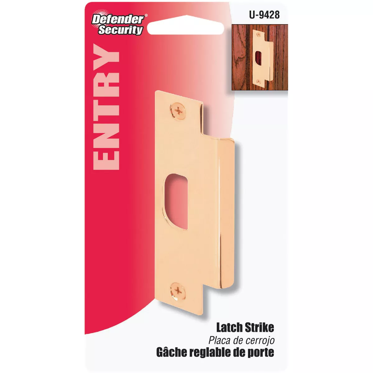 Defender Security Polished Brass 1-1/4 In. Lip Strike Plate - photo 2