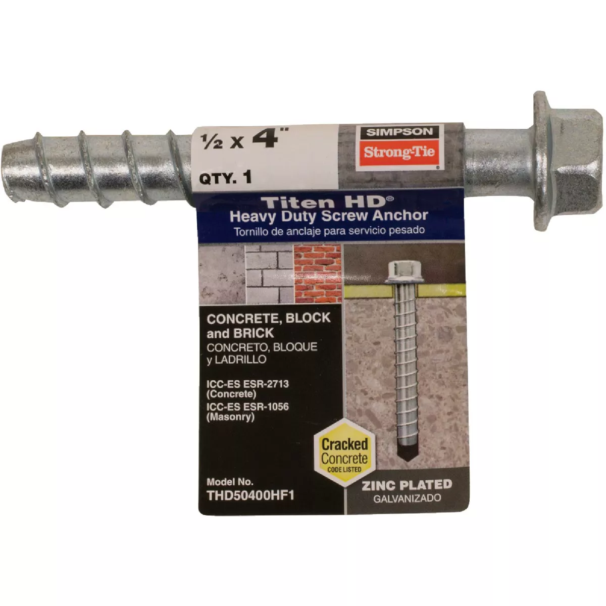 Simpson Strong-Tie Titen HD 1/2 in. x 4 in. Heavy-Duty Screw Anchor - photo 2