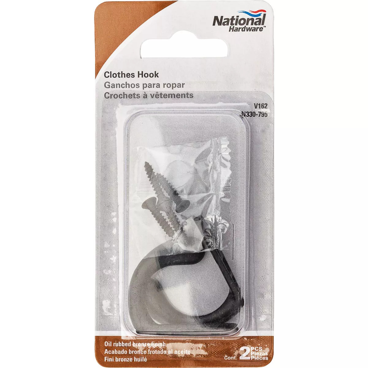 National Hardware Oil Rubbed Bronze Single Clothes Hook (2-Pack) - photo 2