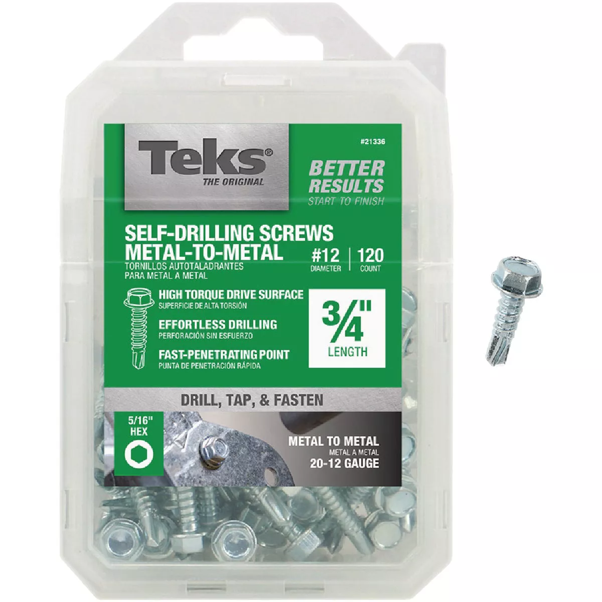 Teks #12 x 3/4 In. Hex Washer Head Drill Point Metal to Metal Screw (120-Count)