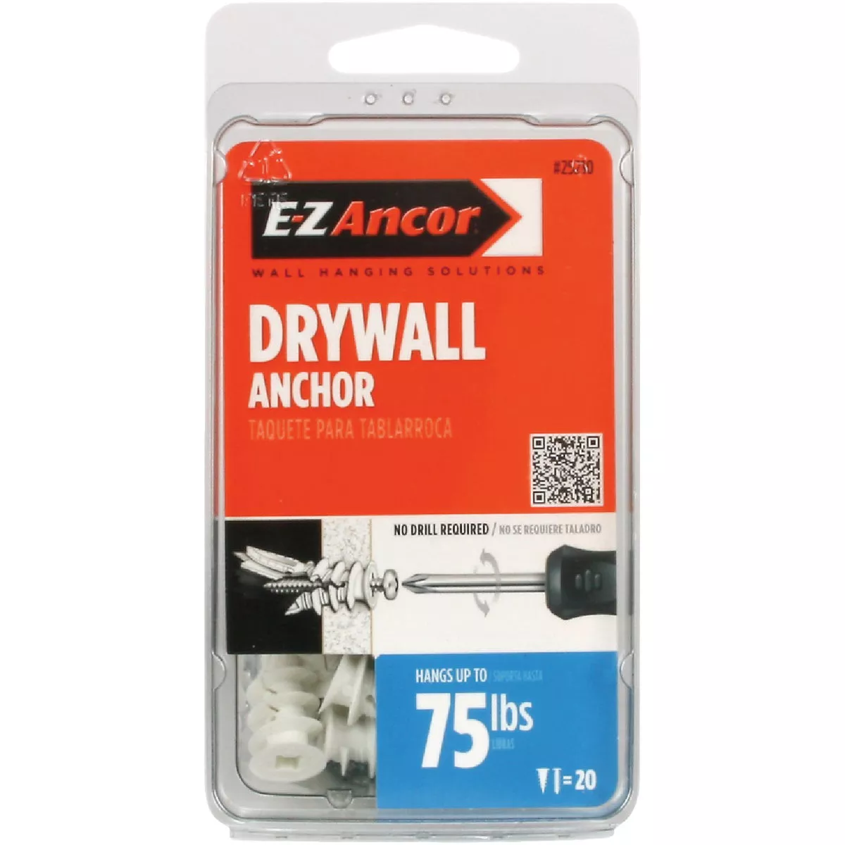 E-Z Ancor Twist-N-Lock #8 x 1-1/4 In. 75 Lb. Drywall Anchor (20-Count)