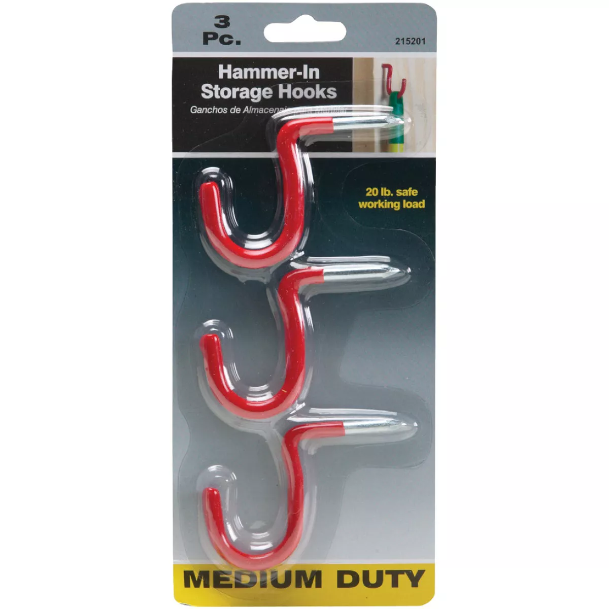 Hammer-In Vinyl Coated Red Storage Hook (3-Pack) - photo 2