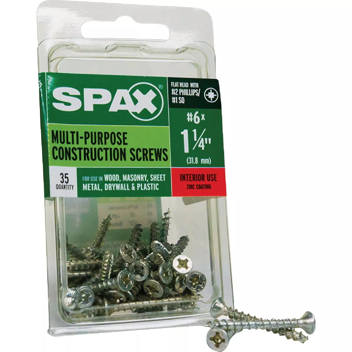 SPAX #6 x 1-1/4 In. Unidrive (Combo Drive) Flat Head Zinc (Interior) Multi-Purpose Construction Screw (35 Ct.) - photo 6