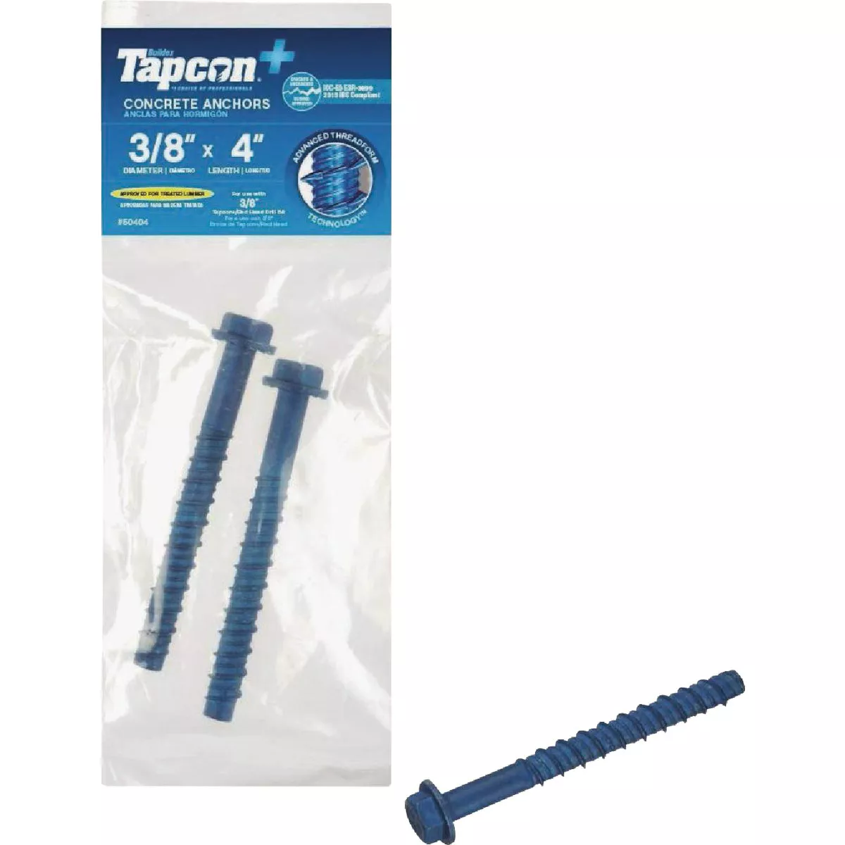 Tapcon 3/8 In. x 4 In. Hex Washer Concrete Screw Anchor (2 Ct.)
