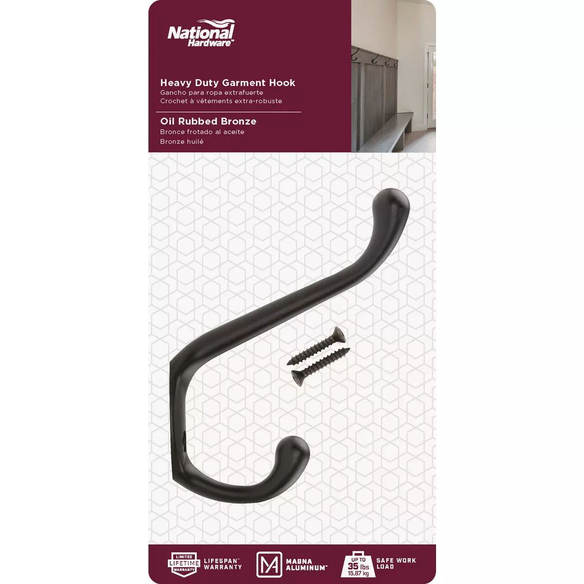National Hardware Heavy-Duty Oil Rub Bronze Garment Hook - photo 2